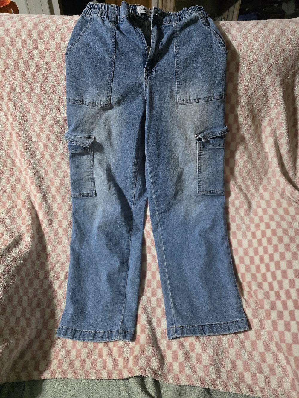 Gogo Skater Jean,  Blue Denim Cargo Jeans - Casual Utility Style